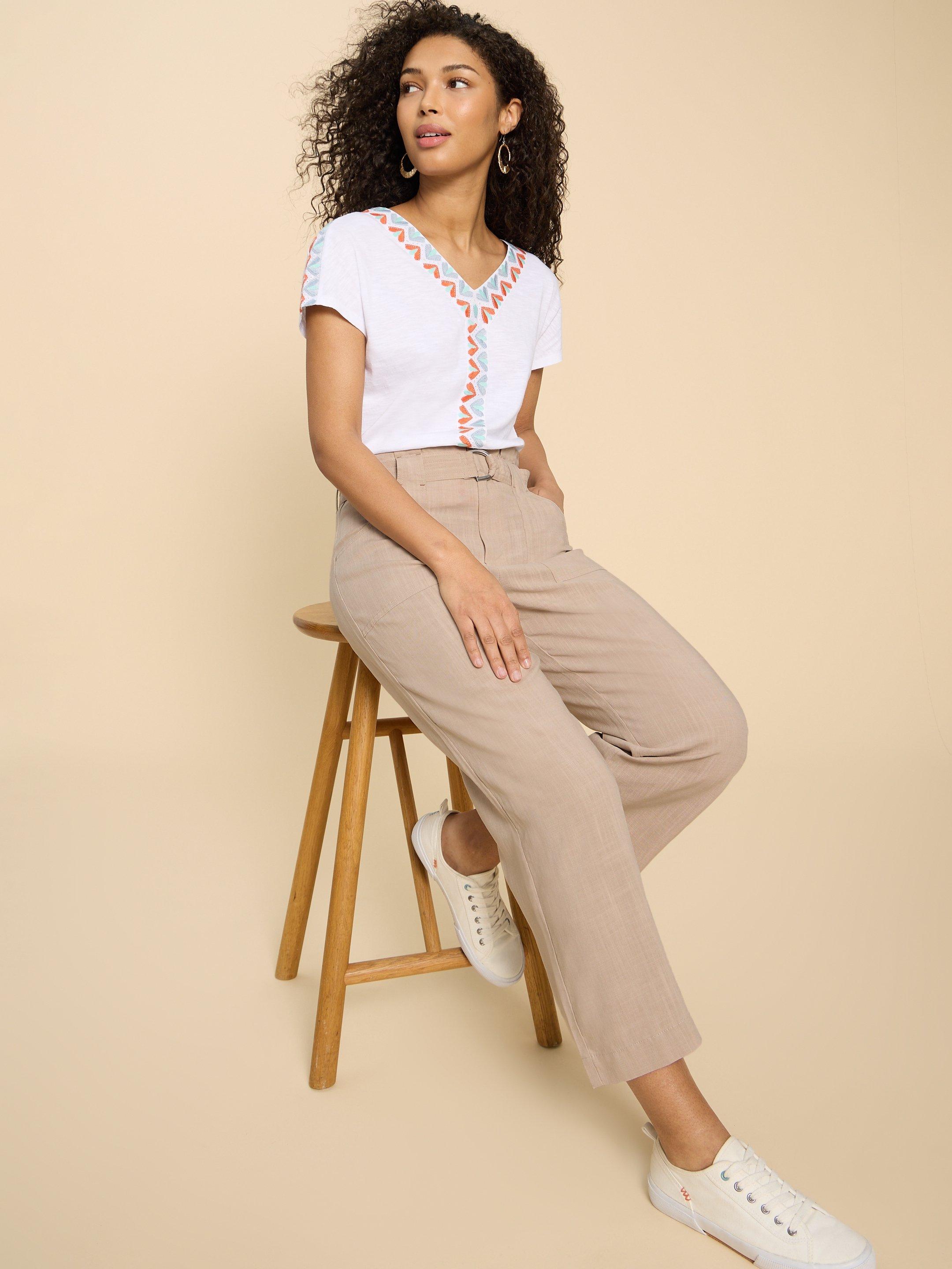 Pure Cotton Wide Leg Cropped Trousers, White Stuff