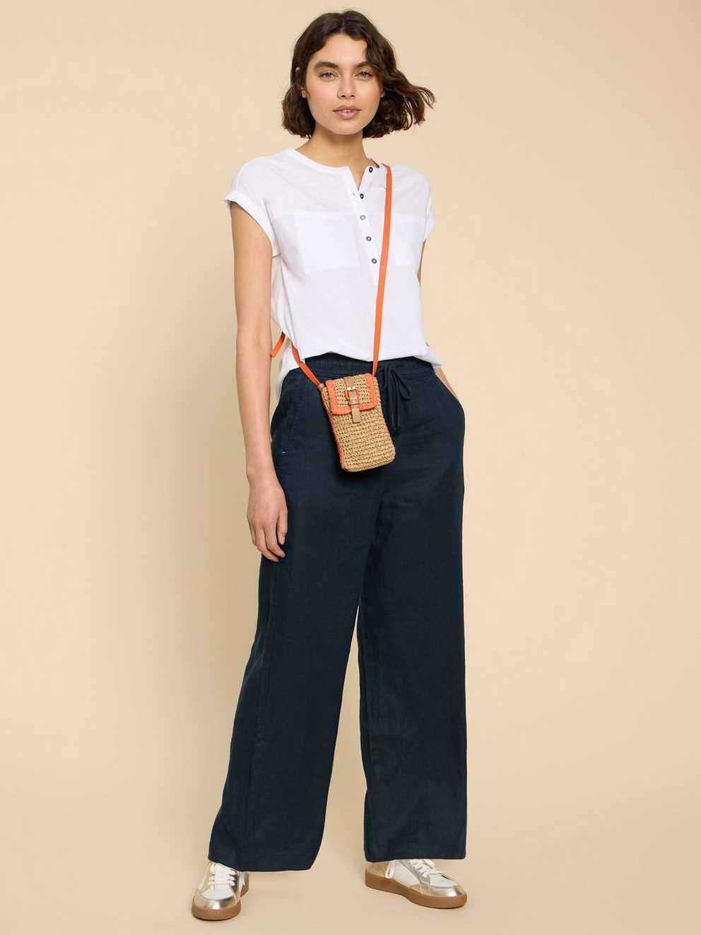 Belle Linen Blend Wide Trouser