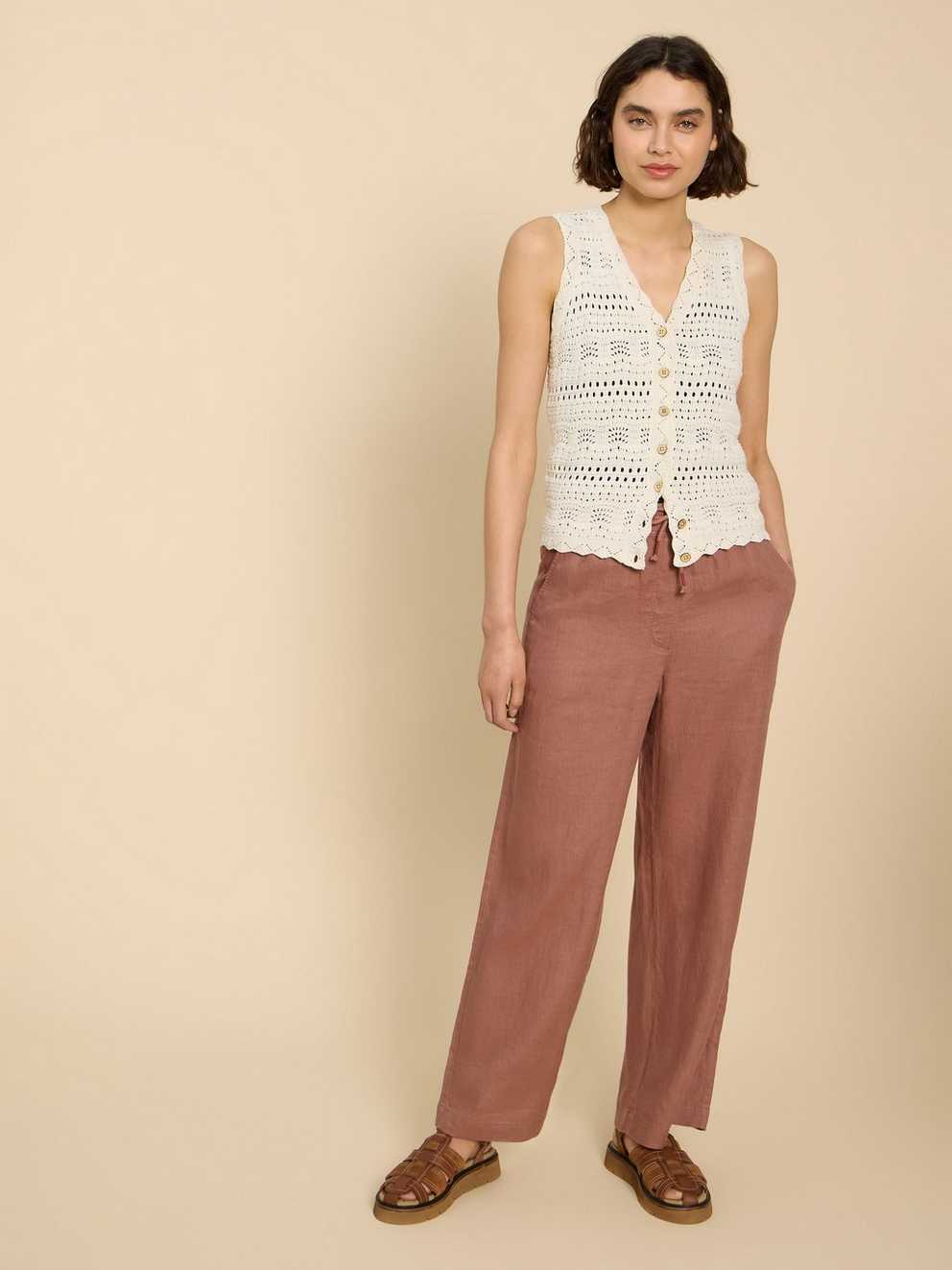 Belle Linen Blend Wide Trouser