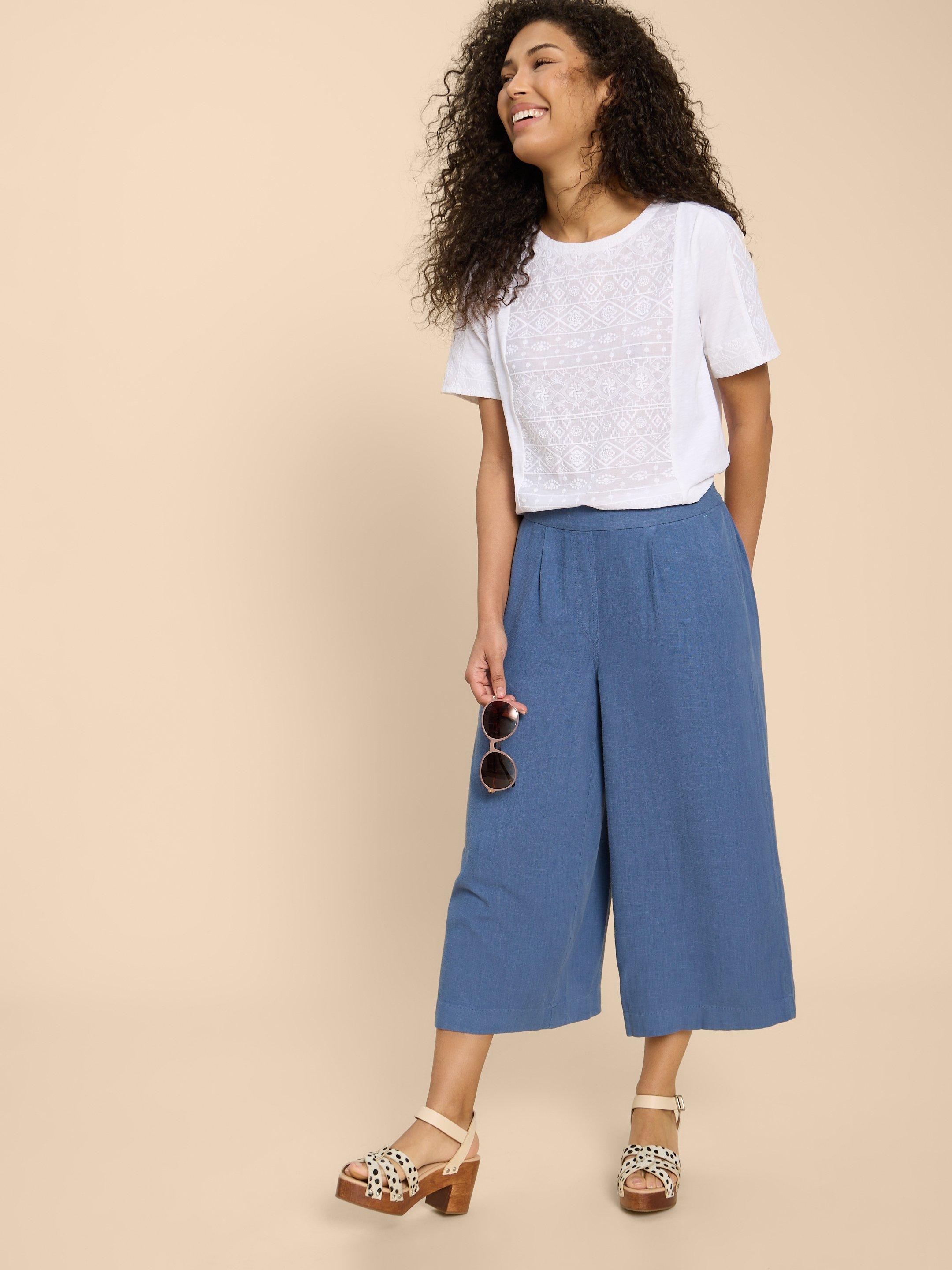 The Wide-leg Culotte Women's Jeans - White