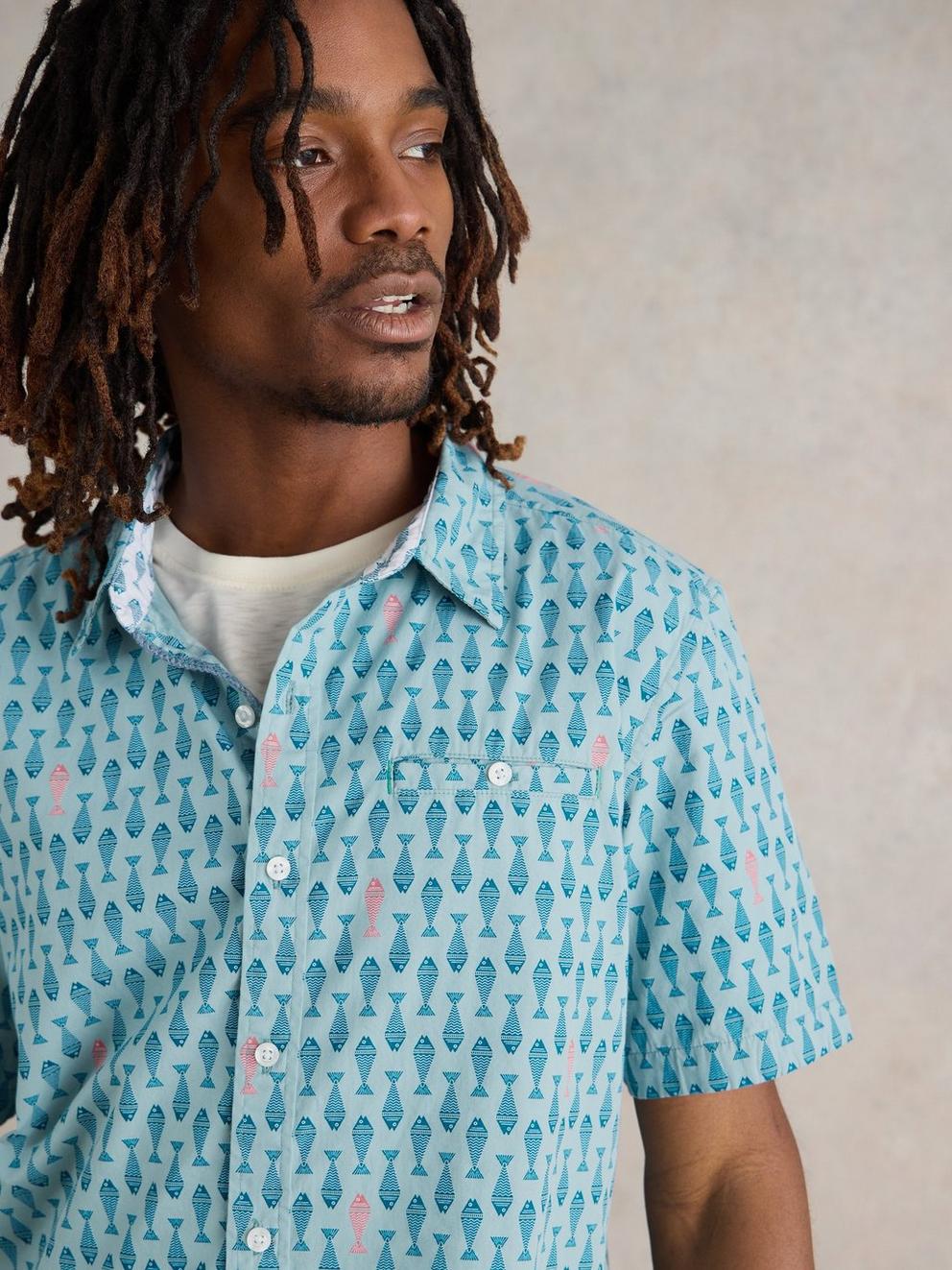 Geo Fish Printed SS Shirt