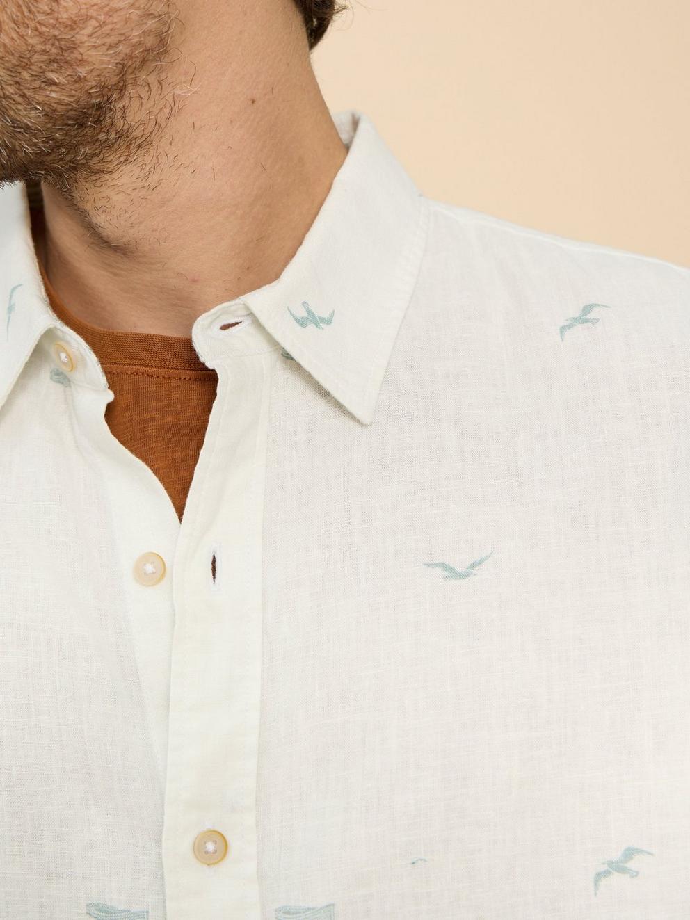 Lighthouse Print Linen Shirt