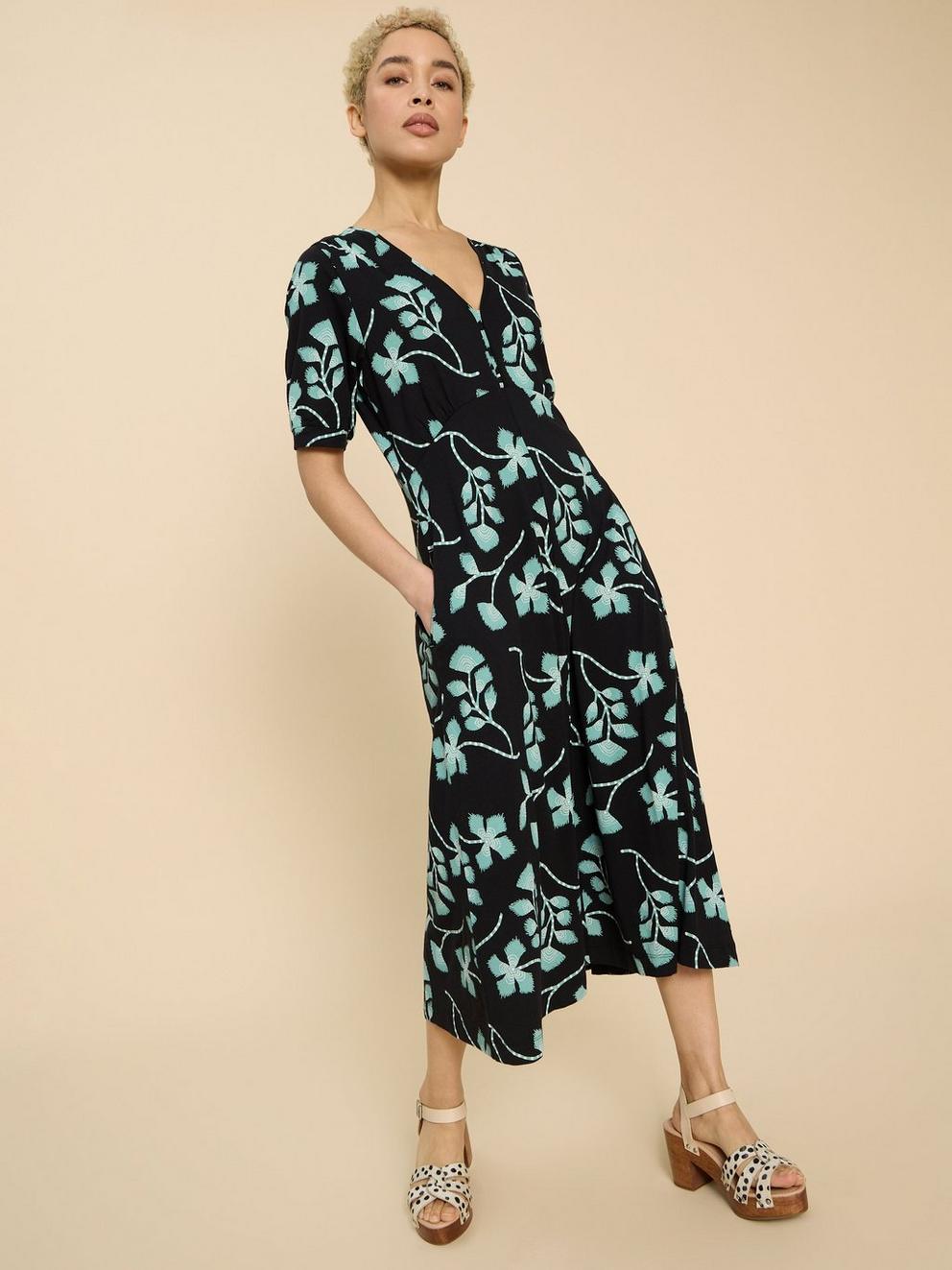 Megan Printed Jersey Midi Dress