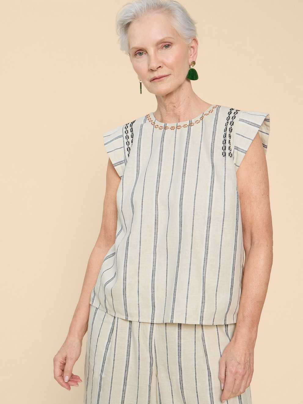 Carla Stripe Linen Blend Top