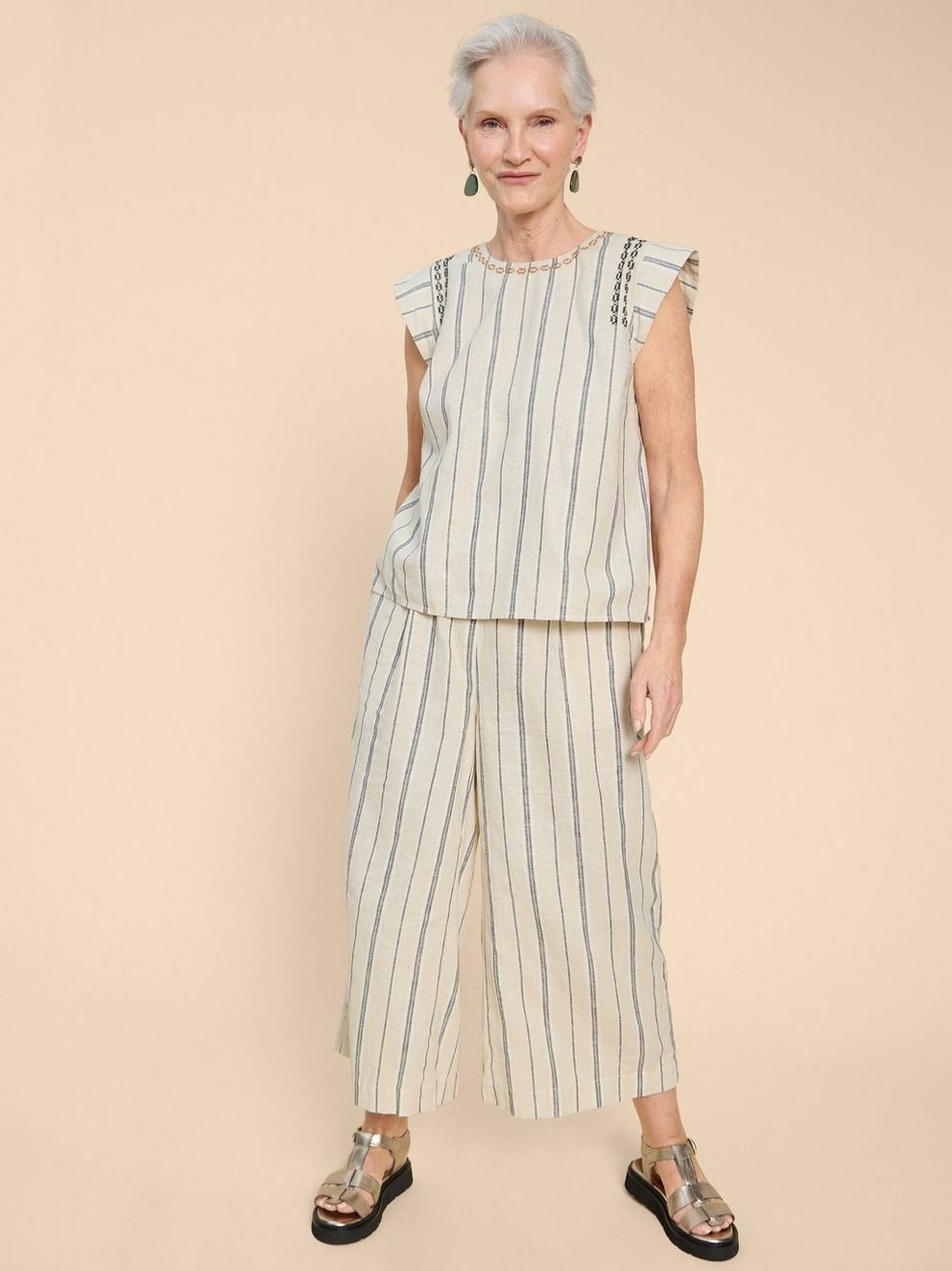 Carla Stripe Linen Blend Top
