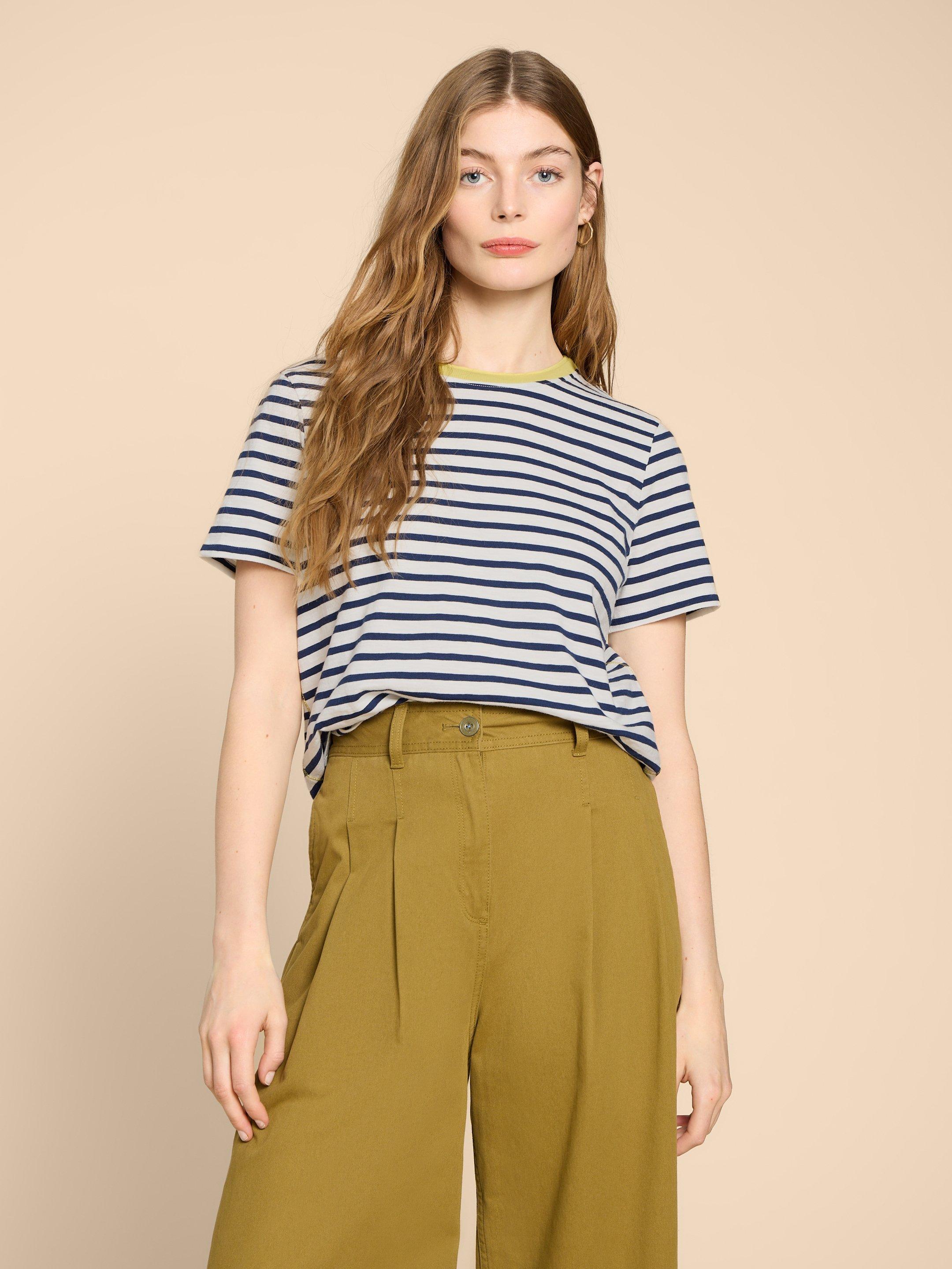 ABBIE STRIPE CREW NECK TEE