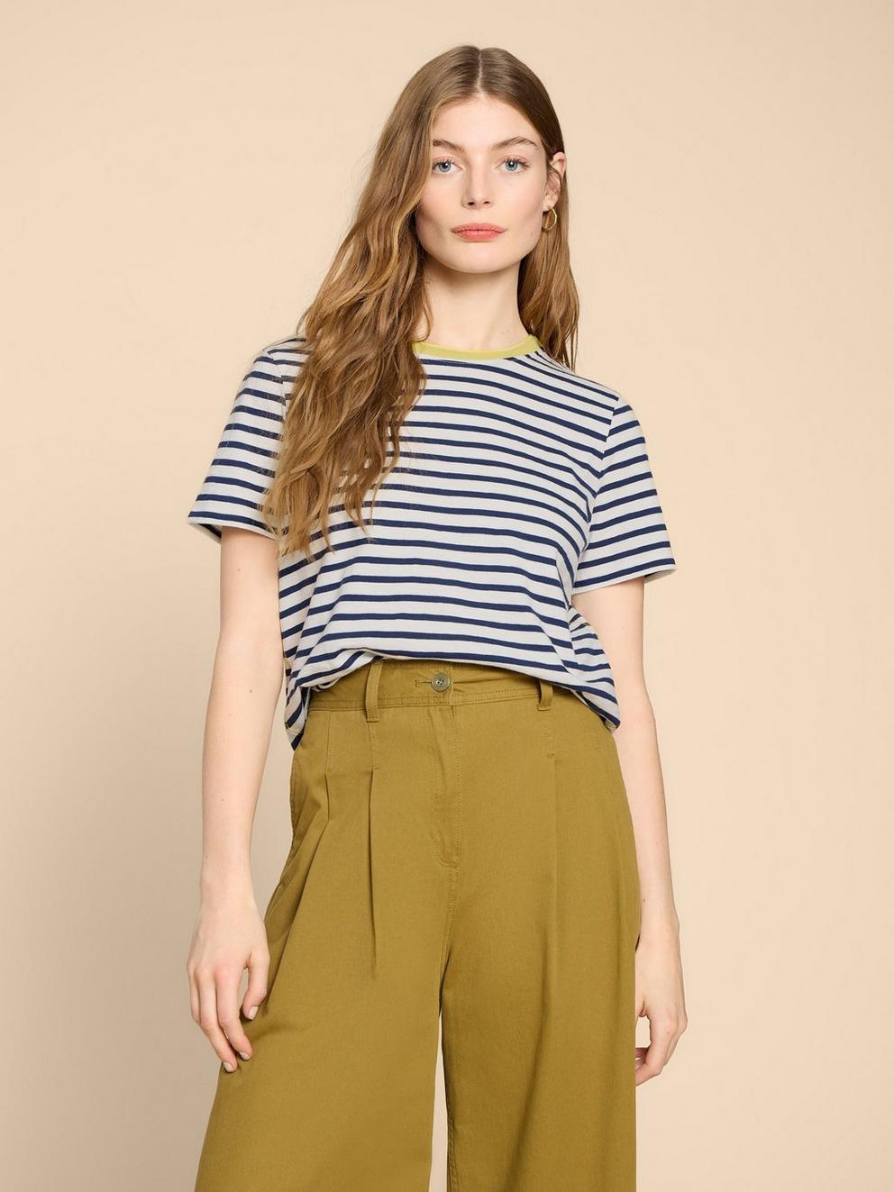 ABBIE STRIPE CREW NECK TEE