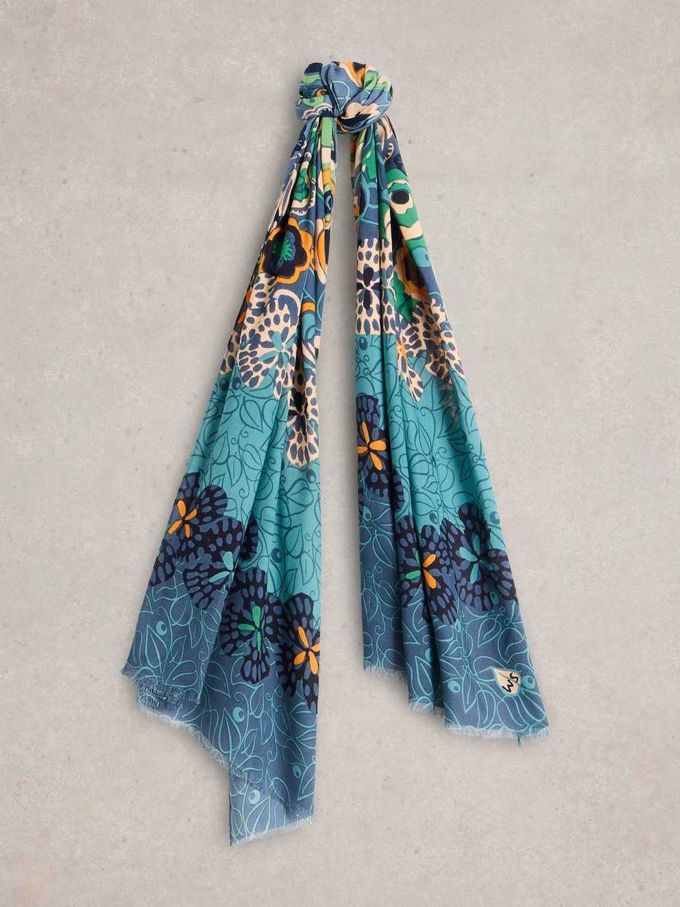 Bejewelled Printed Scarf