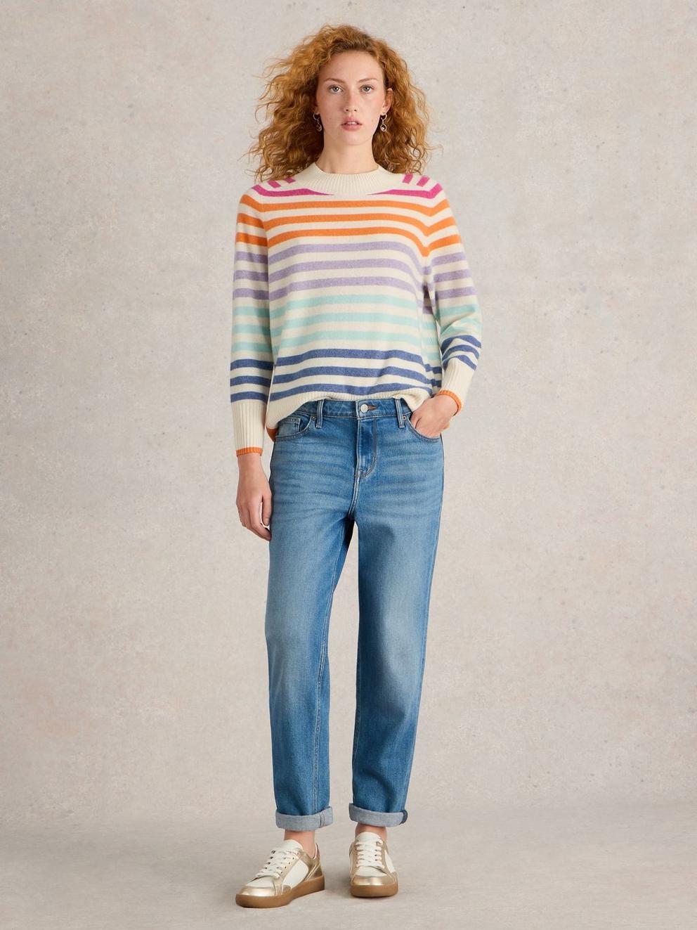 RAINBOW STRIPE CREW CASHMERE JUMPER