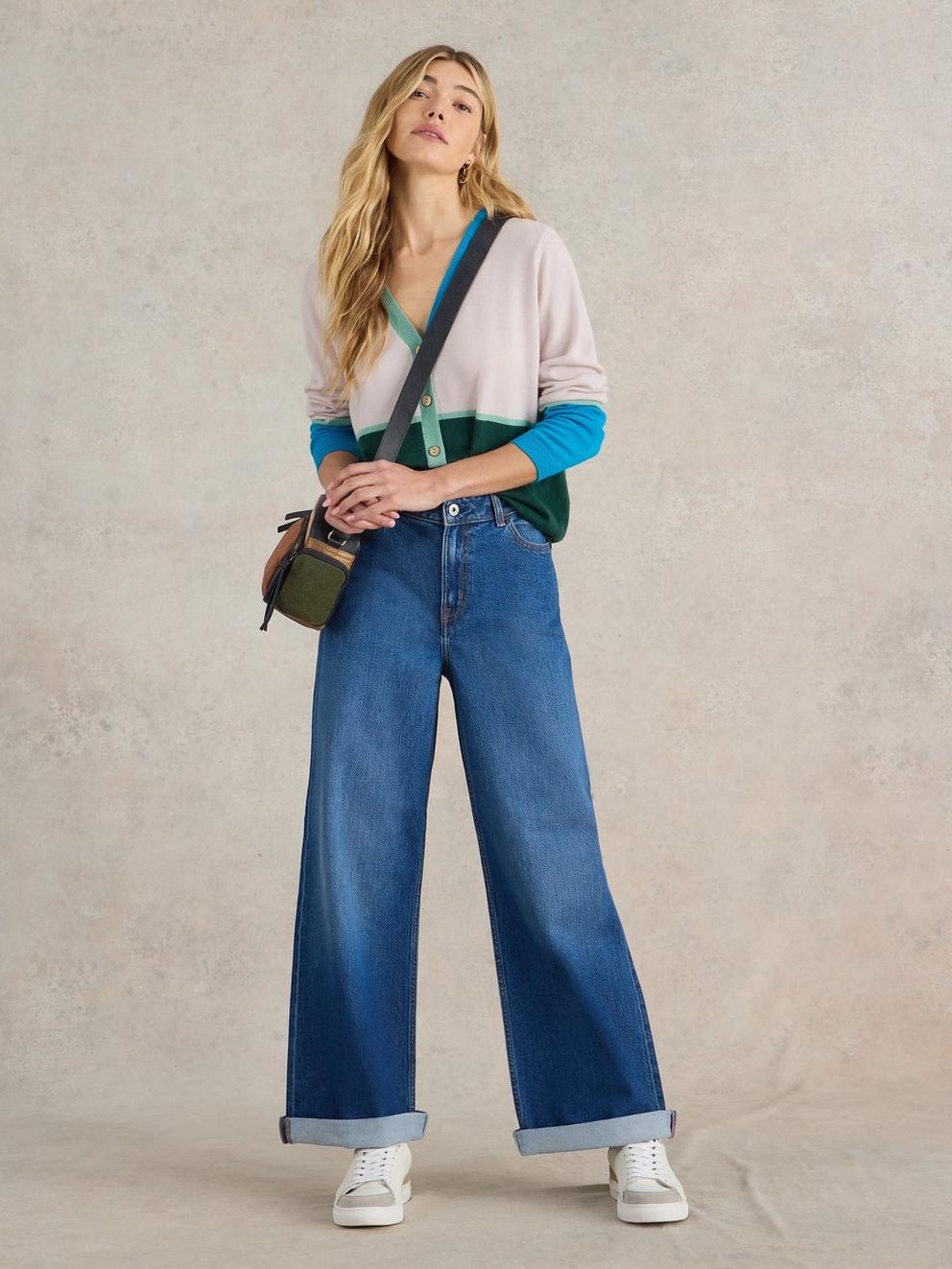 COLOUR BLOCK MERINO WOOL CARDI