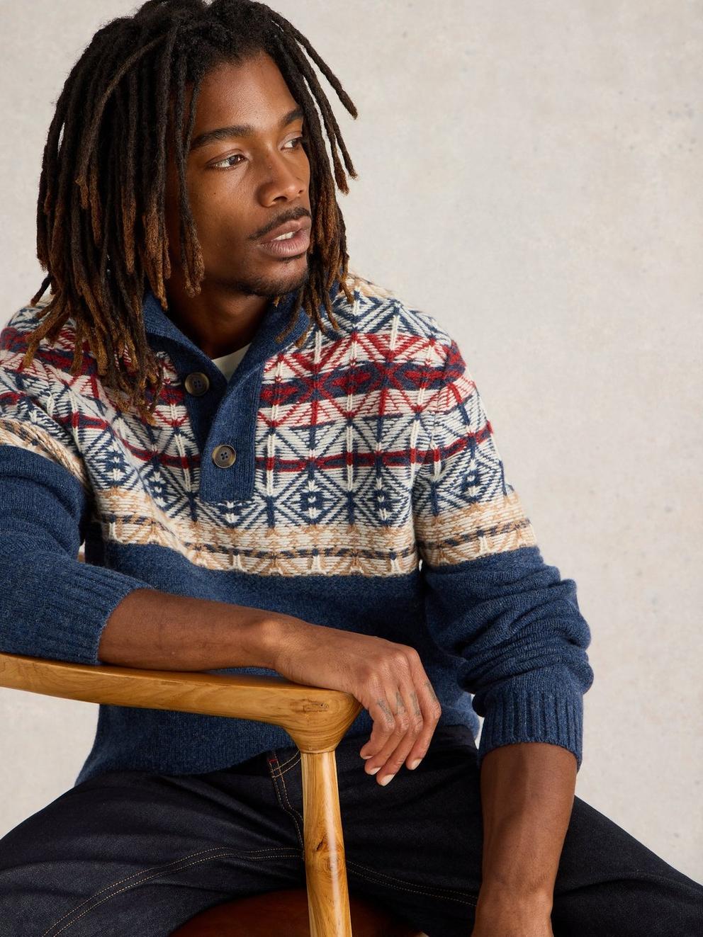 Lewis Wool Funnel Neck Fairisle