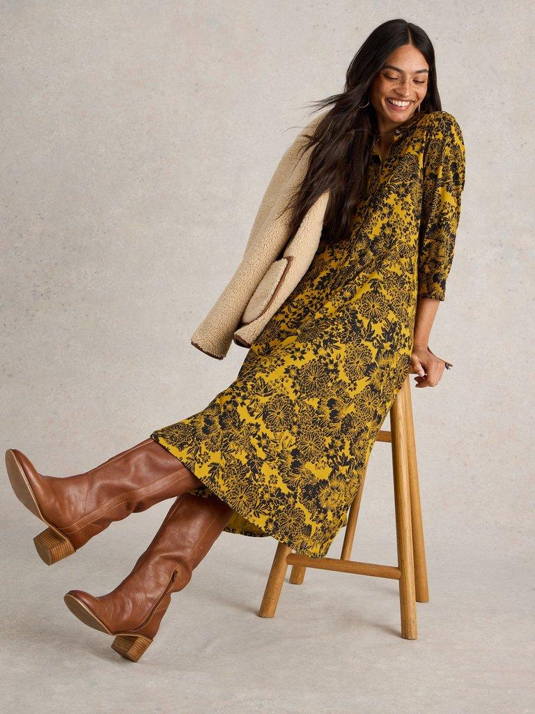 Maya Tiered Shirt Dress in BLACK MULTI | White Stuff US