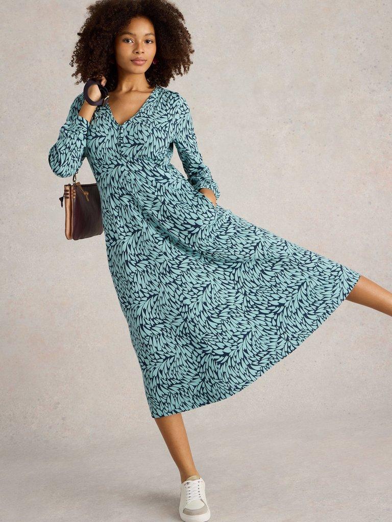 Madeline Jersey Dress in BLUE MULTI | White Stuff US