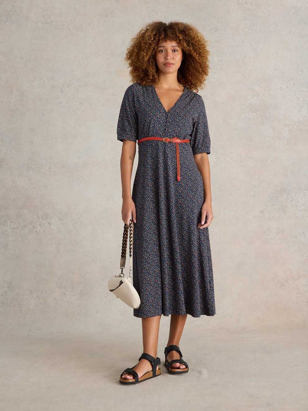 Megan V Neck Jersey Midi Dress