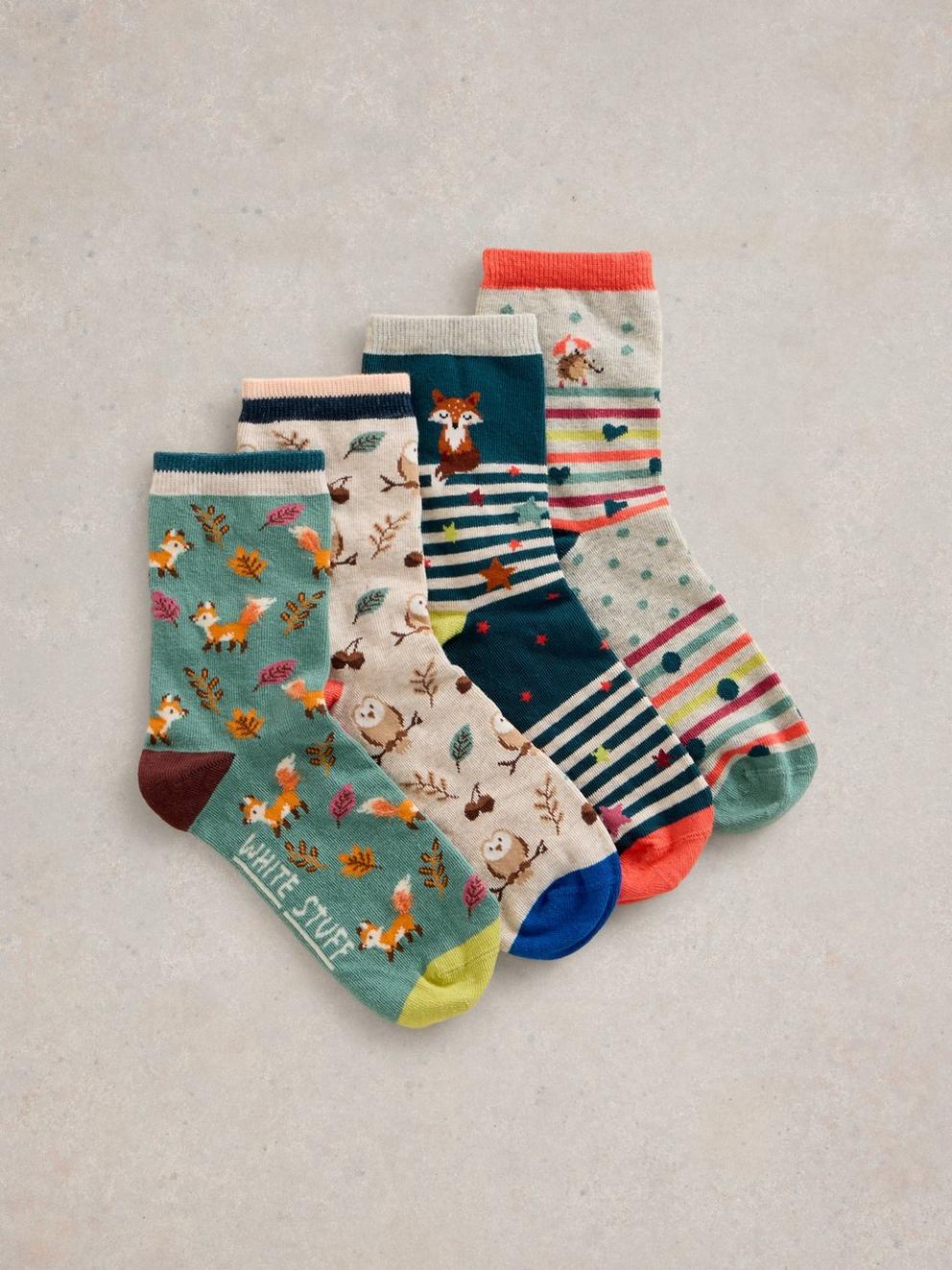 4PK Woodland Animals Sock