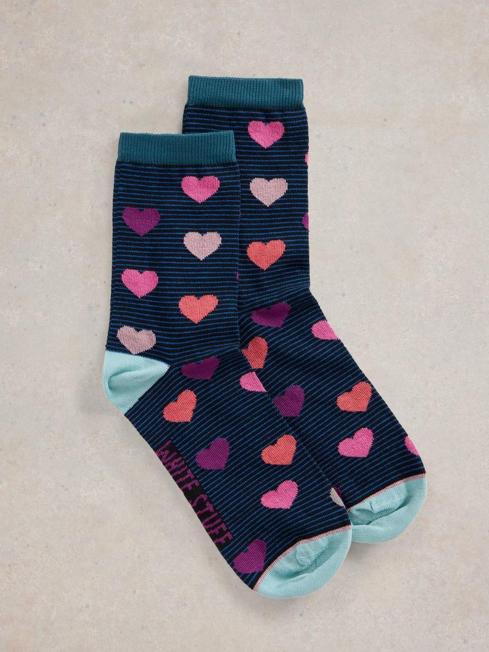 Striped Heart Ankle Sock