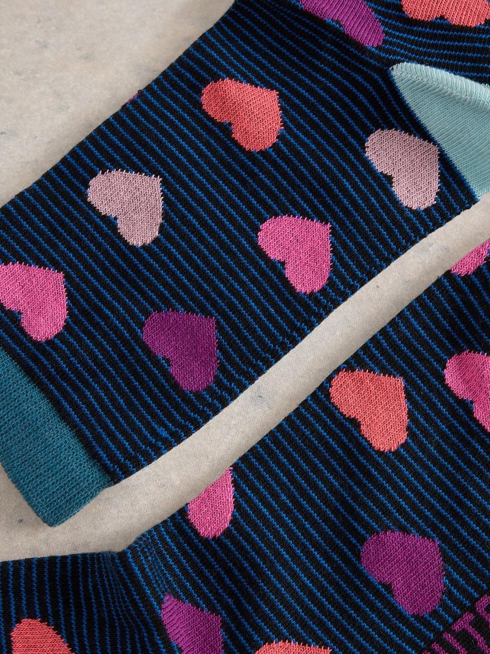 Striped Heart Ankle Sock