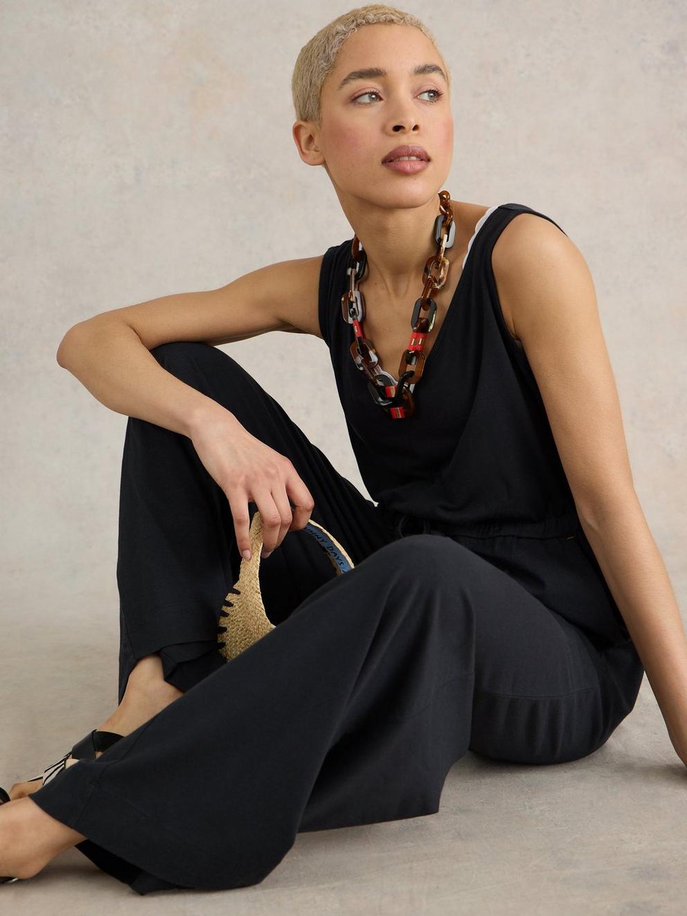 Jasmine Jersey V Neck Jumpsuit