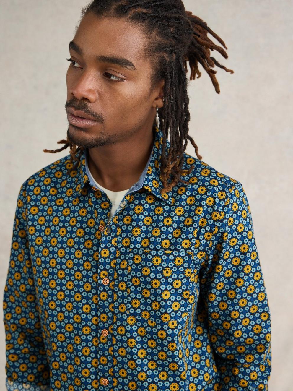 Round Flower Print LS Shirt