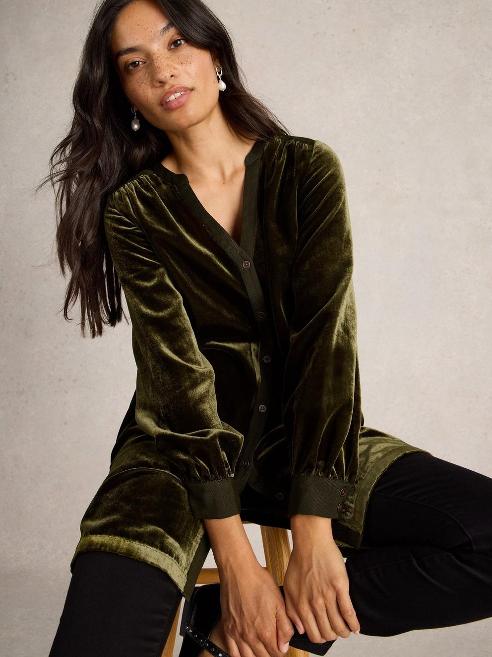 Olive Velvet Tunic