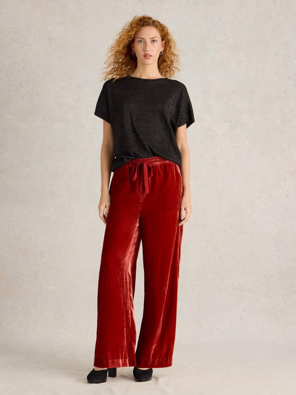 Freda Wide Leg Velvet Trouser