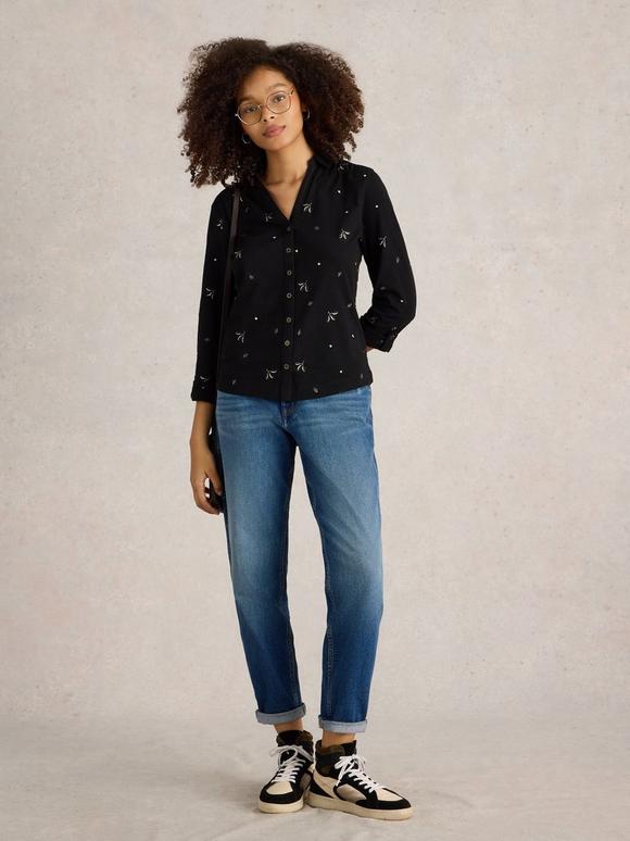 ANNIE EMBROIDERED COLLARED SHIRT