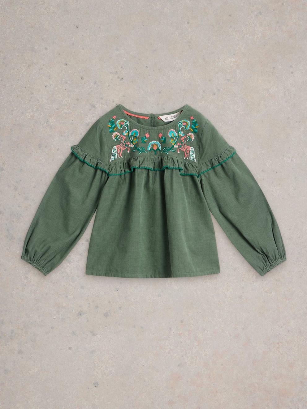 Girls Embroidered Needlecord Top