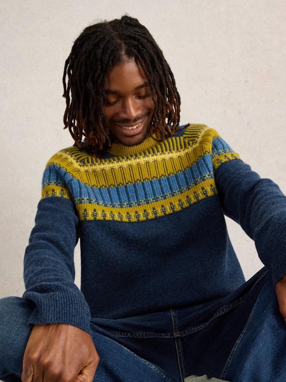 Block Fairisle Wool Crew Neck