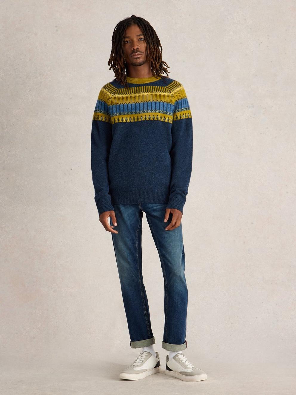 Block Fairisle Wool Crew Neck