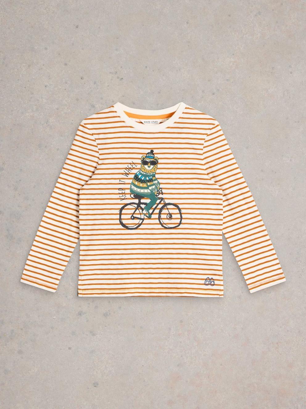 LS Bear Stripe Graphic Tee