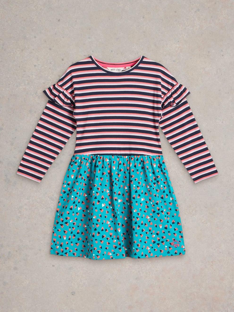 Girls Ditsy Heart Print Jersey Dress