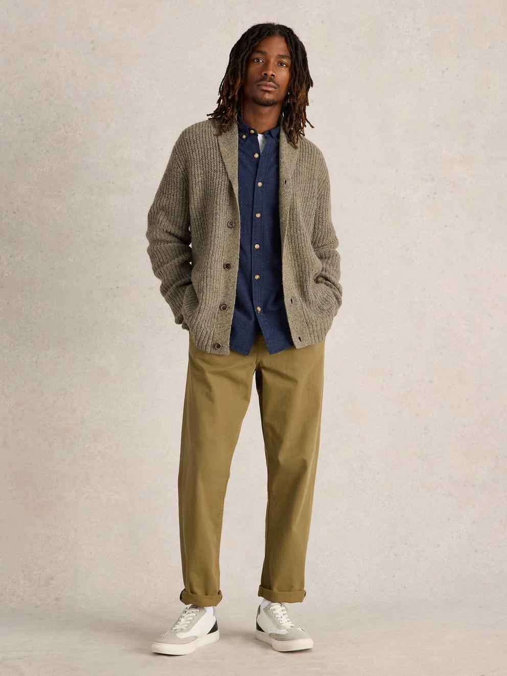Shawl Neck Nep Wool Cardigan