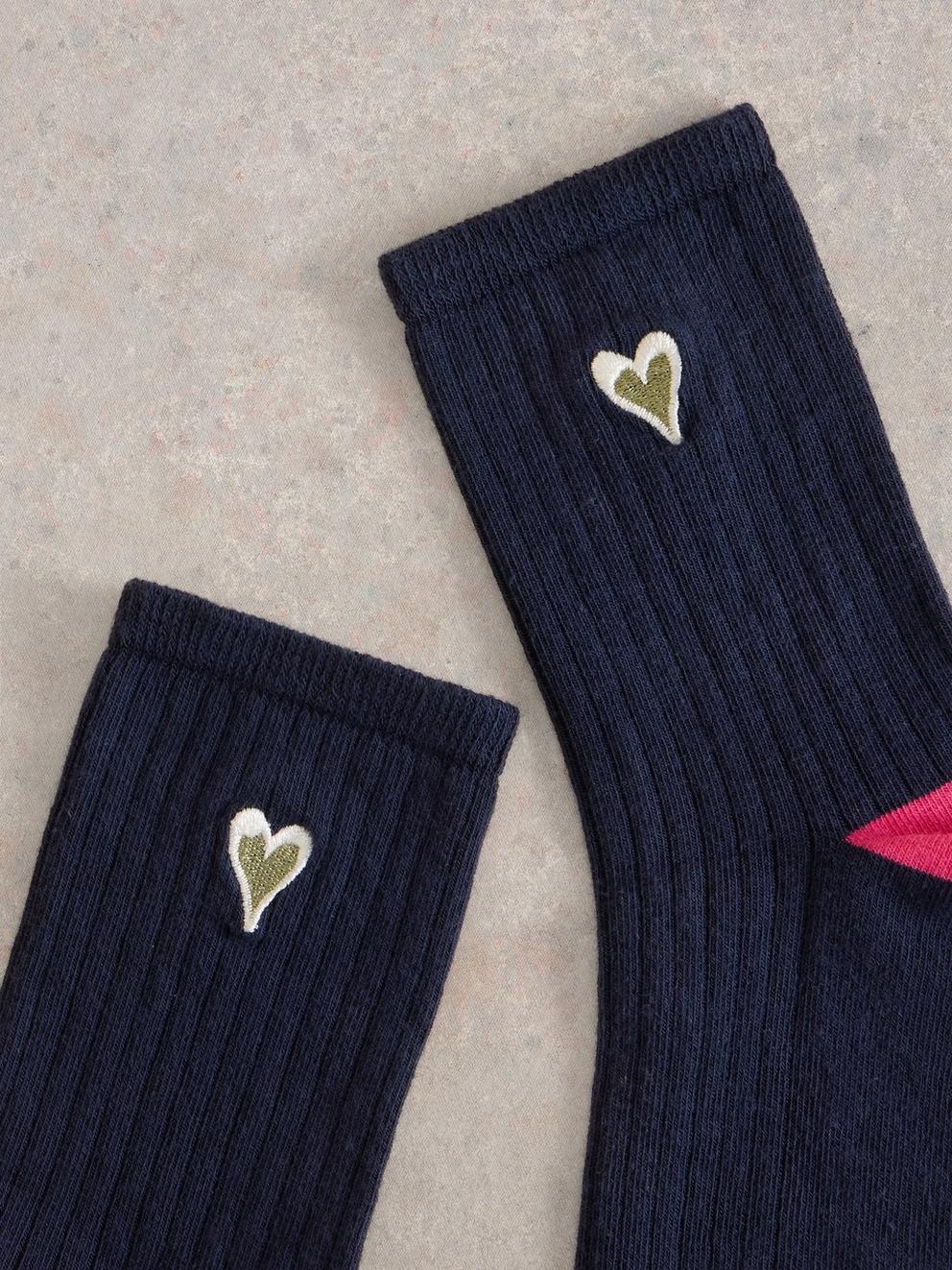 Embroidered Heart Organic Cotton Sock