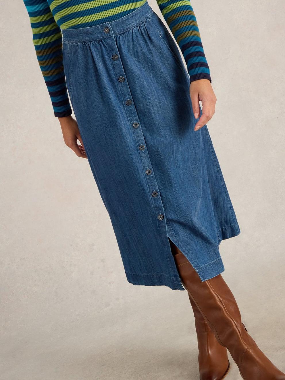 Heather Denim Midi Skirt