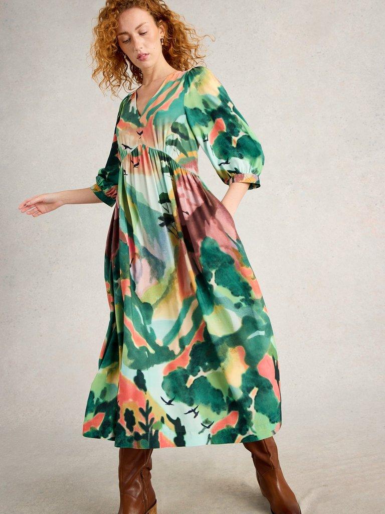polka dot layered dress Abstract Print Oversized Maxi Dress