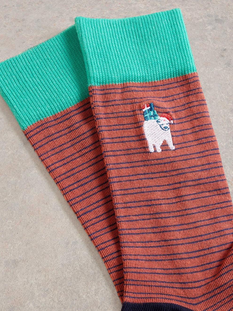 Embroidered Polar Bear Sock