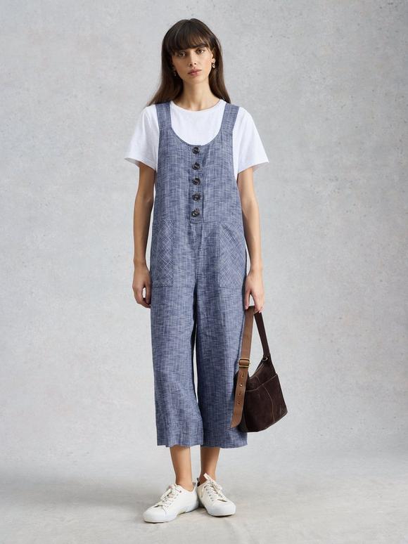 Viola Sleeveless Linen Dungaree