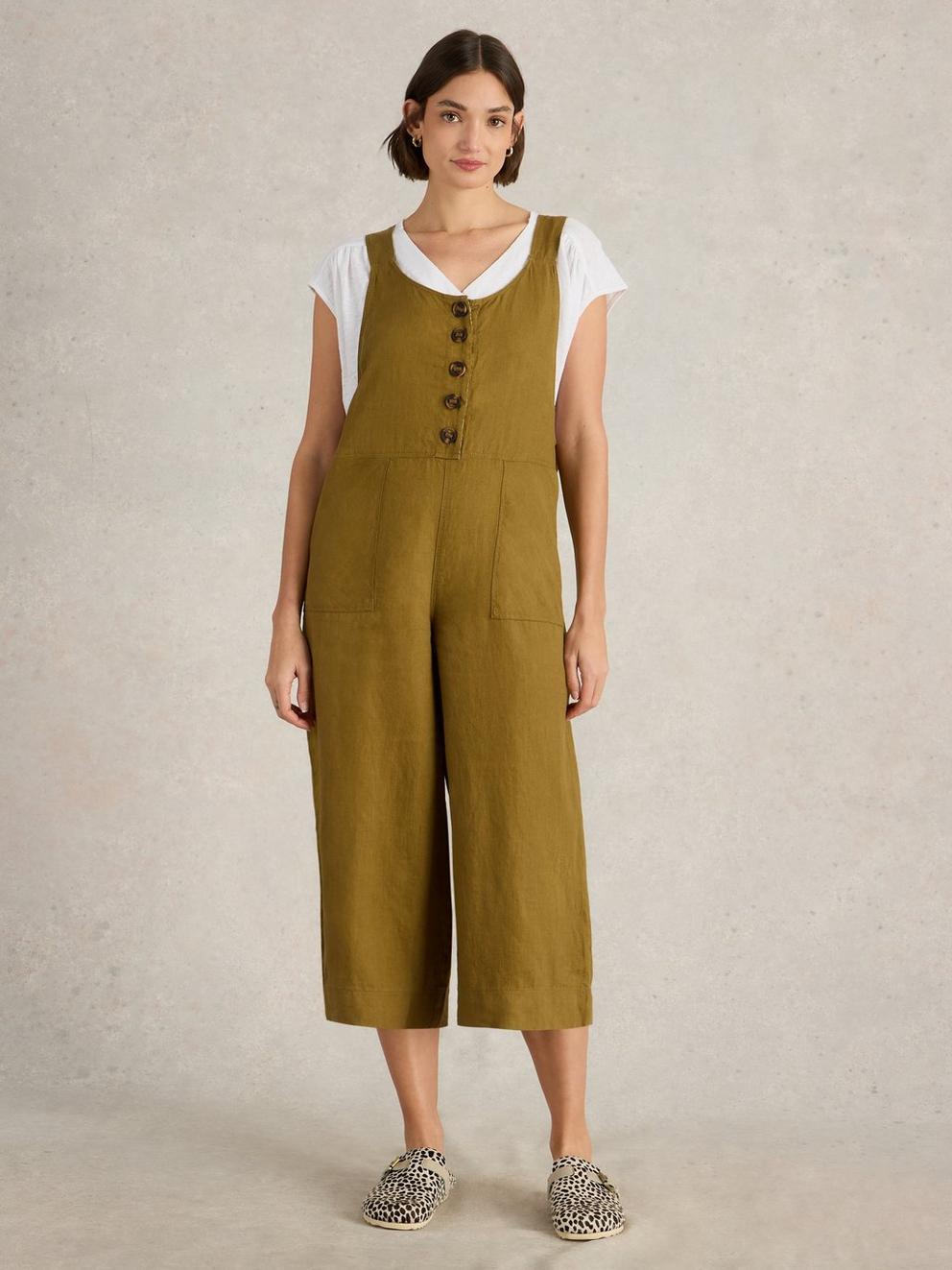 Viola Sleeveless Linen Dungaree