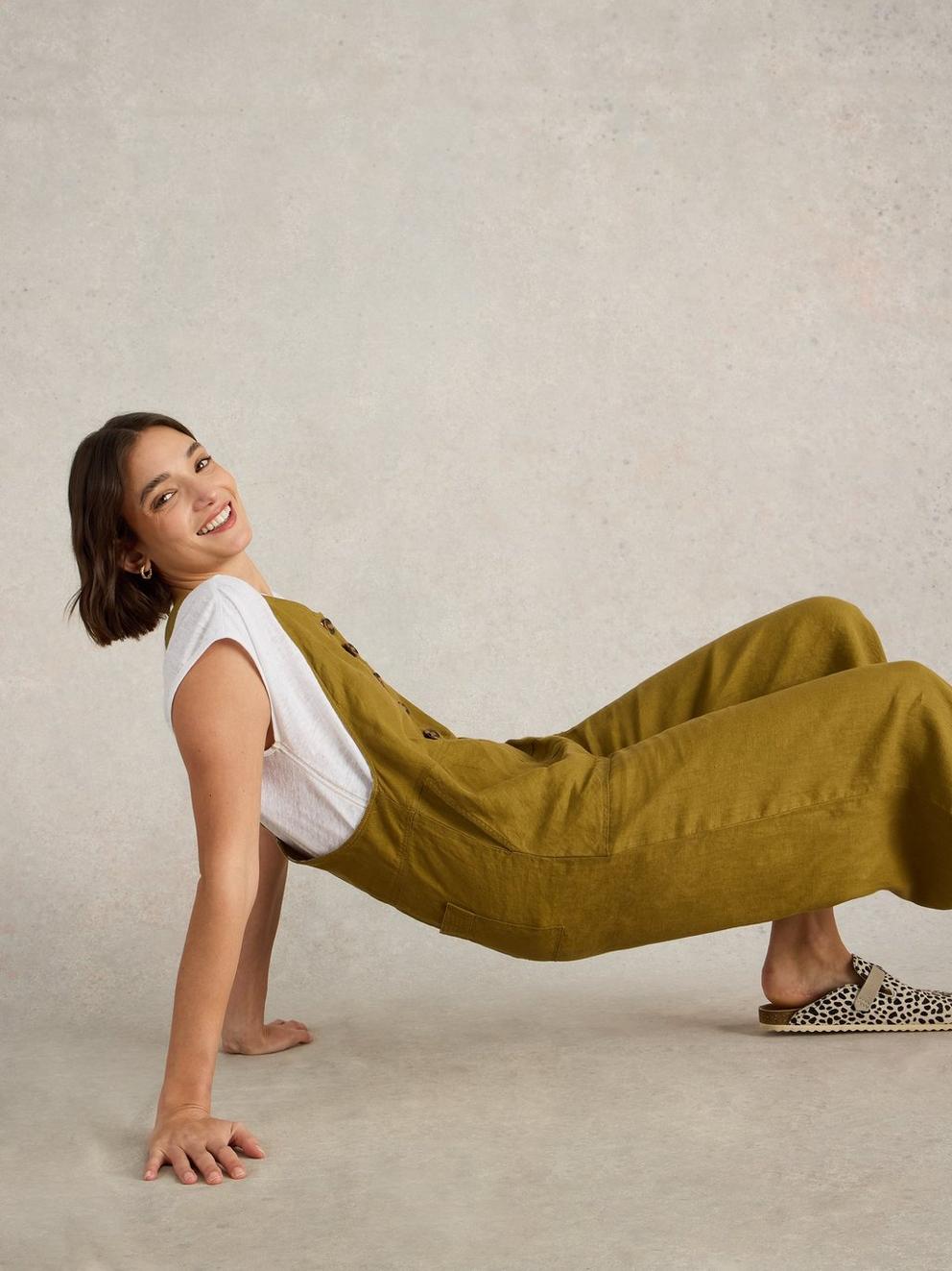 Viola Sleeveless Linen Dungaree