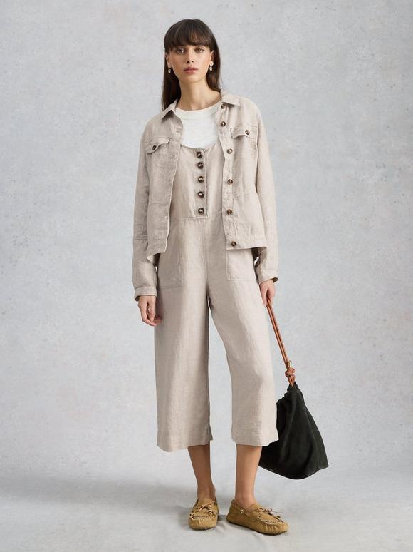 Viola Sleeveless Linen Dungaree