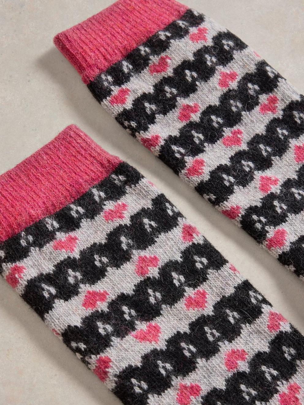 Heart Fairisle Wool Mix Sock