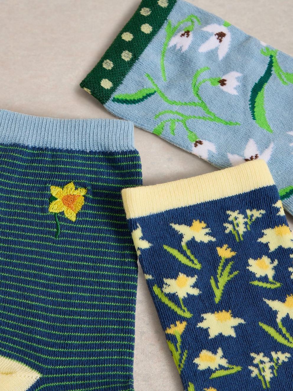 3PK Spring Floral Ankle Socks