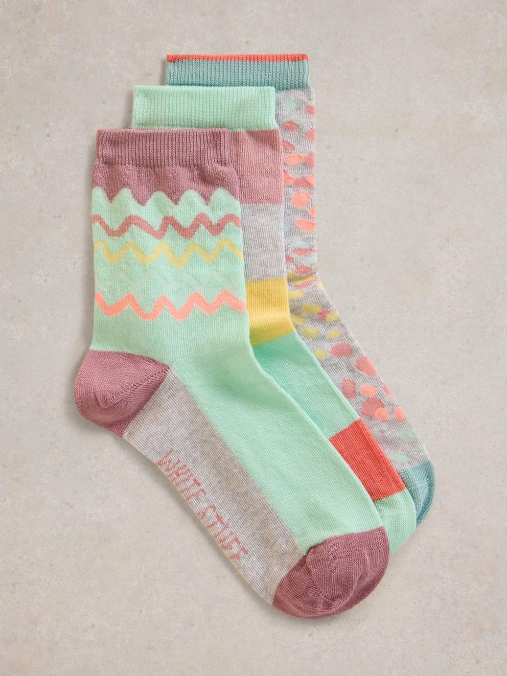 3PK Squiggle Ankle Socks