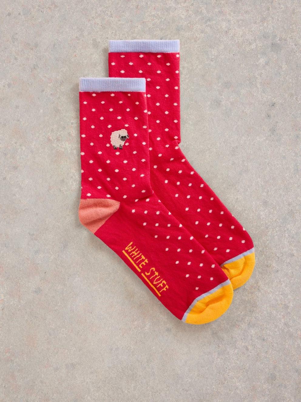 Embroidered Sheep Ankle Socks