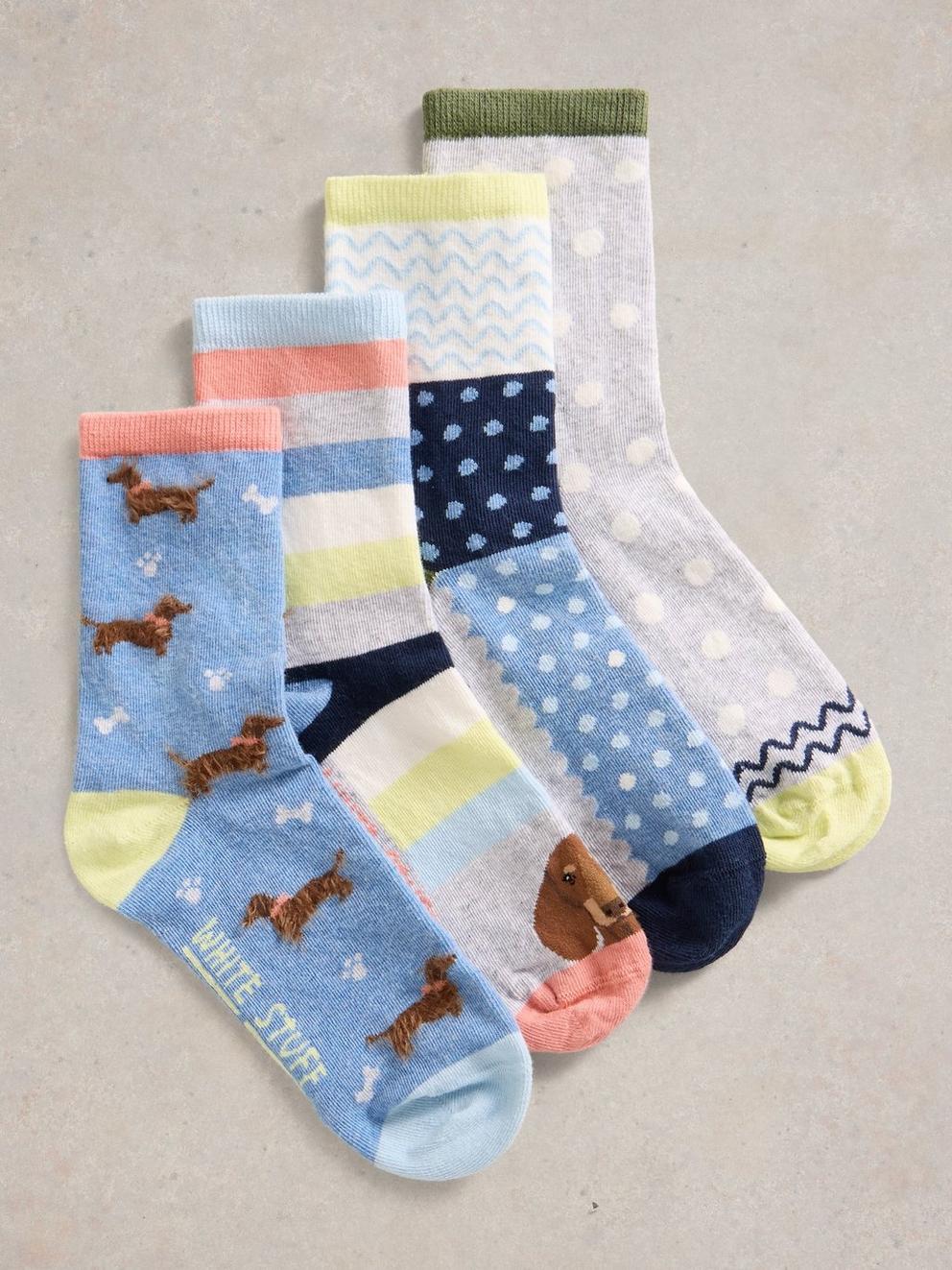 4PK Doggy Ankle Socks