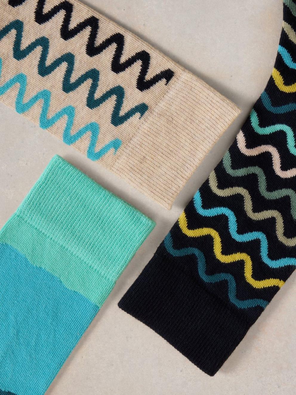3 Pack Squiggle Socks