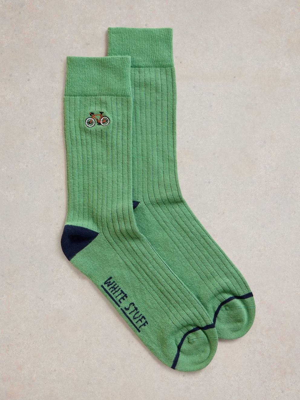 Embroidered Rib Ankle Sock