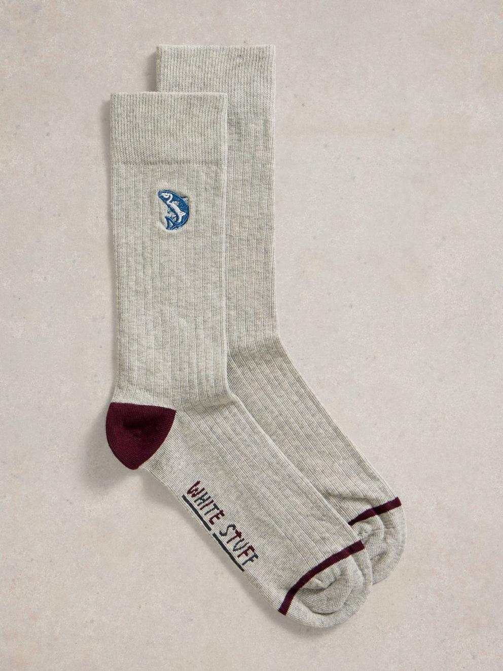 Embroidered Rib Ankle Sock