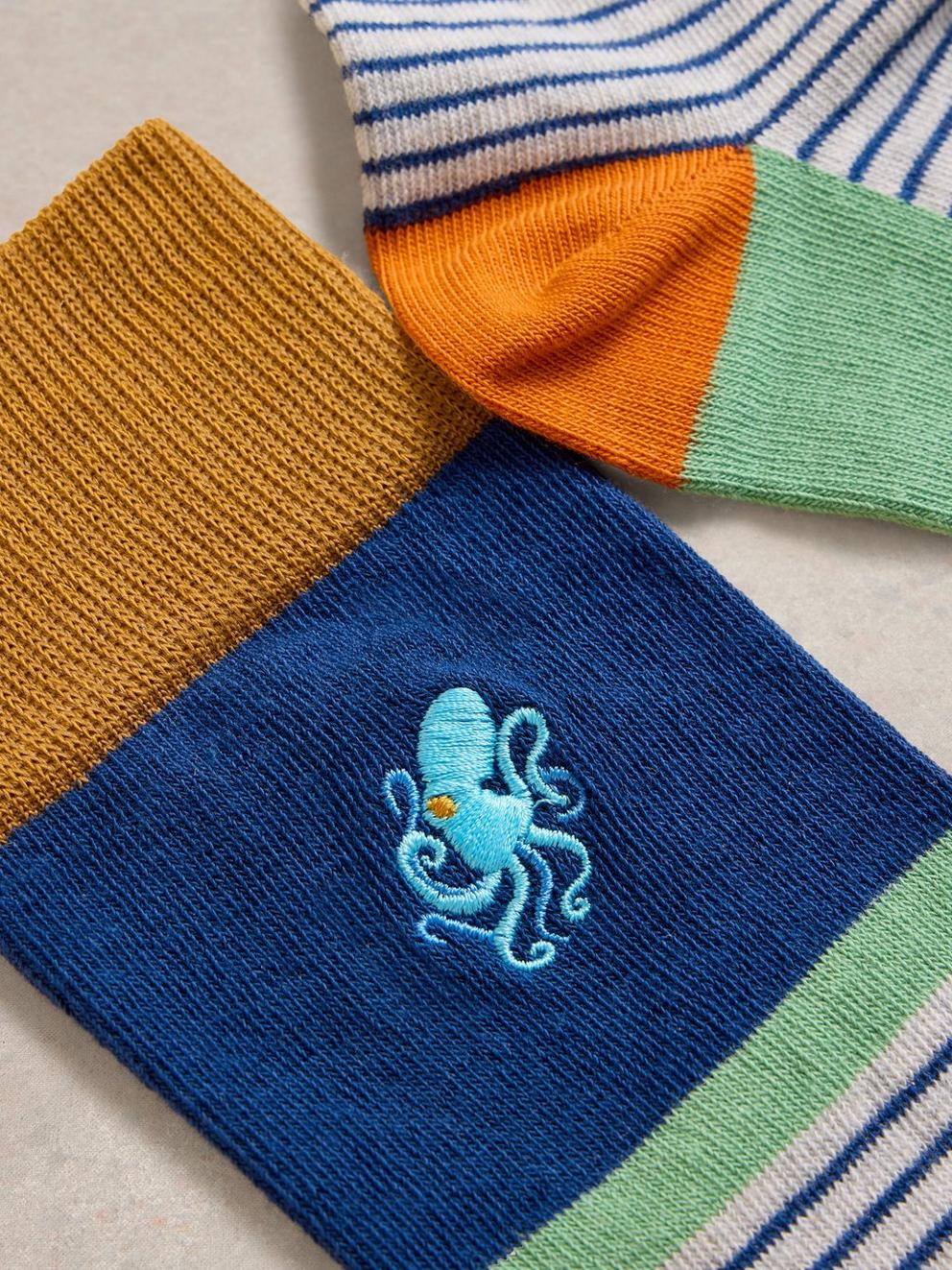 Embroidered Octopus Ankle Sock