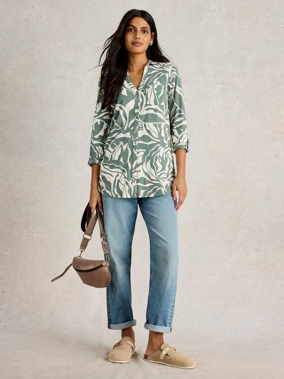 ANNIE COLLARED LONGLINE SHIRT